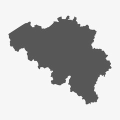 Belgium map in gray on a white background - obrazy, fototapety, plakaty