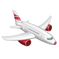 Illustrations with a white aircraft