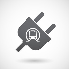 Isolated male plug with  a subway train icon