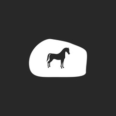 Horse rock wall painting ancient symbol simple icon on background