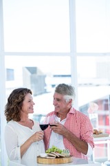 Mature couple toasting wineglasses