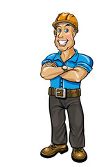 Builder man with snow-white smile