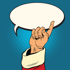 Santa Claus hand pointer gesture