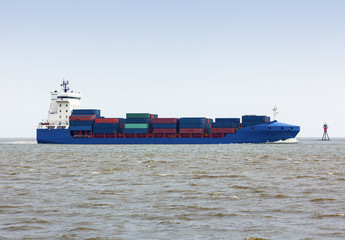 Feeder ship on the North Sea