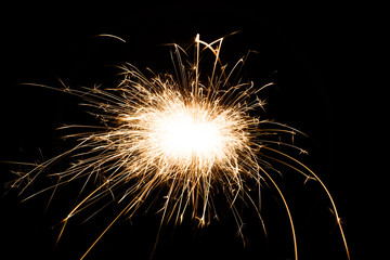 party firework sparkler on isolate black color background
