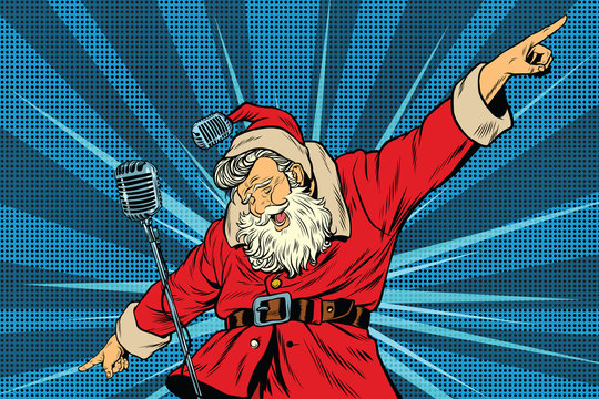 Santa Claus superstar singer on stage