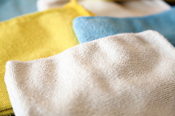 Various colored microfiber cloths