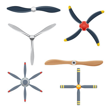 airplane propeller set vector illustration isolated on white background