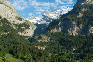 Fototapeta na wymiar View of the wall Klein Fisher Horn of Grindelwald valley, Switzerland