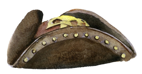 watercolor sketch of pirate hat on white background