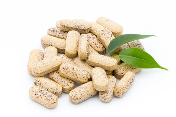 Alternative Medicine. Vitamin capsules. Homeopathic supplement.