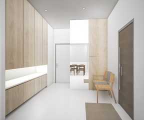 3d rendering built in furniture with cushion for wearing shoe