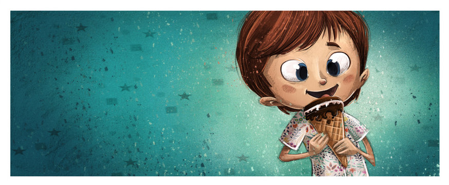 ni&ntilde;o comiendo helado