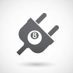 Isolated male plug with  a pool ball