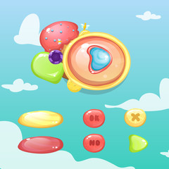 Cartoon sweet user interface. Mobile gui design.