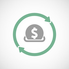 Isolated reuse icon with  a dollar coin entering in a moneybox