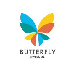 colorful Butterfly abstract sign creative vector logo template.
