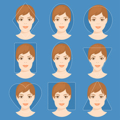 Set of different woman face shapes. 4