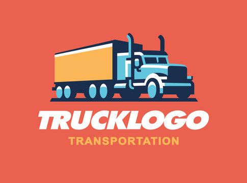 Truck logo illustration on dark background.