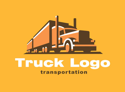 Truck logo illustration on dark background.