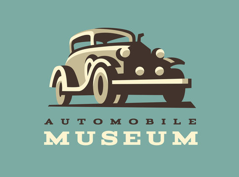 Retro car logo illustration, classic style