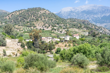 The mountain village Laloumas in the southern foothills of the IDA range in south-central Crete, Greece. An old, abandoned town, where only goats and sheeps and their Shepherds lives