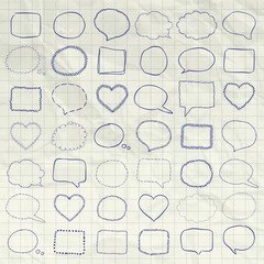 Vector Pen Drawing Speech Bubbles, Borders, Frames