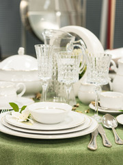 Set of dishes on table