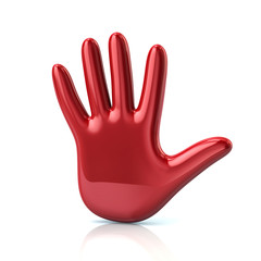 3d illustration of red hand icon