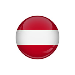Obraz premium Flag of Austria. A round button with a glare. Round Flag emblem.