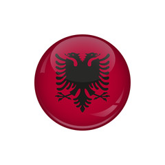 Flag of Albania. A round button with a glare. Round Flag emblem.