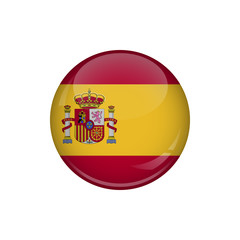 Obraz premium Flag of Spain. A round button with a glare. Round Flag emblem.