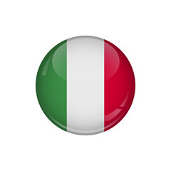 Flag of Italy. A round button with a glare. Round Flag emblem.