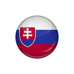 Flag of Slovakia. A round button with a glare. Round Flag emblem.