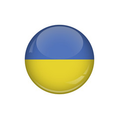Flag of Ukraine. A round button with a glare. Round Flag emblem.
