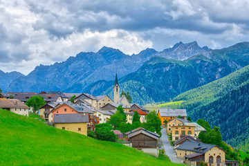 Fototapeta na wymiar Village of Guarda, Switzerland