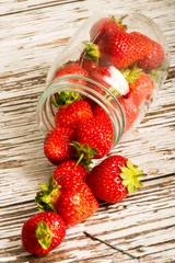 Glass Jar of Fresh Ripe Juicy Strawberries
