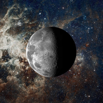 Fototapeta Moon on nebula background. Elements of this image furnished by NASA