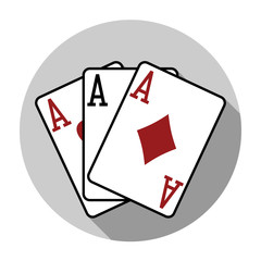 Flat design vector three aces playing cards icon, isolated