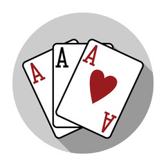 Flat design vector three aces playing cards icon, isolated