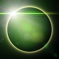 Fototapeta premium exotic planet surrounded by green light