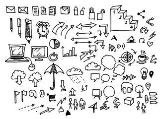 Business doodles sketch vector ink.