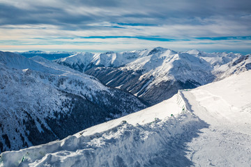 Obraz premium Beautiful winter view from the summit of Kasprowy Wierch, Tatra Mountains, Polska