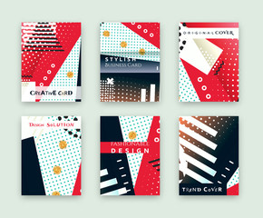 Fashionable original cover. Stylish business card. Design template bright solution, creative frame surface. Abstract composition, error texture, collection brochure 6 sheet, elements part construction