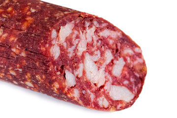 Smoked sausage isolated on a white background
