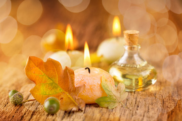 Herbst  -  Spa Still Life  -  Kerzen und Massageöl