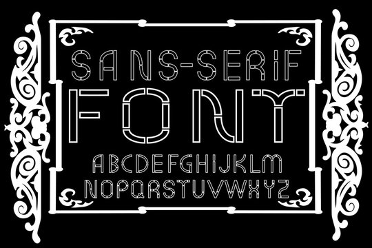 White sans-serif modern font on black background. Vector illustration