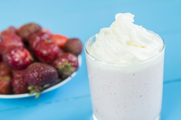 Strawberry milkshake with whipped cream