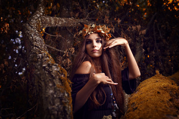 witch in dark forest