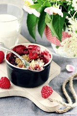 Fototapeta na wymiar Berry crumble. Clean-eating gluten free dessert . Superfoods concept.